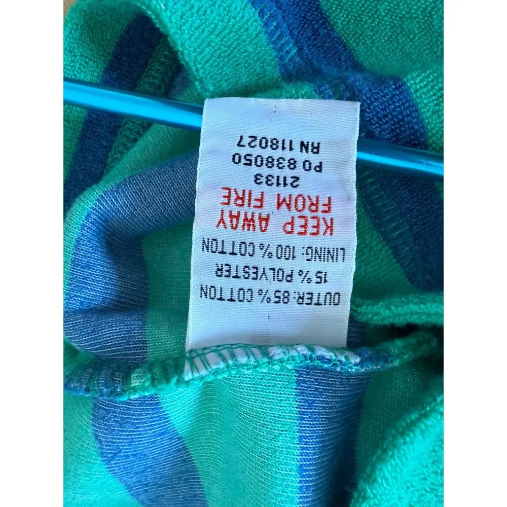 Mini Boden Unisex Terry Cloth Striped Hoodie Size 7-8